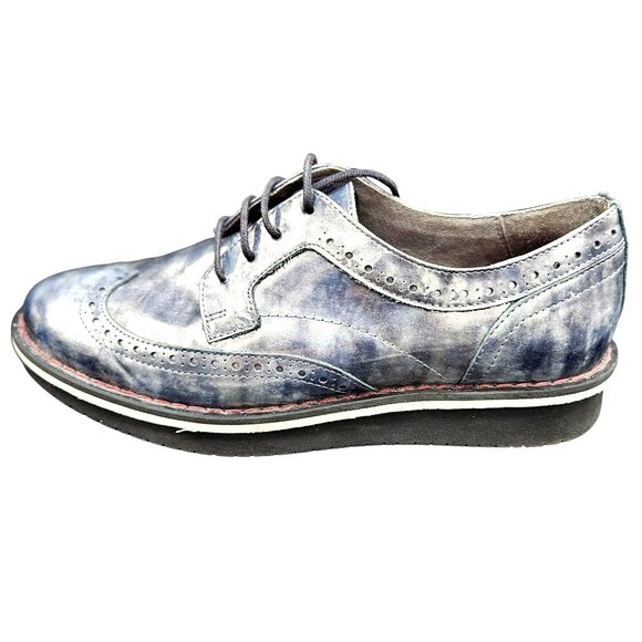 Woman's Kanna preppy academia brogue blueish metallic leather oxford sneakers 7 - Picture 2 of 8